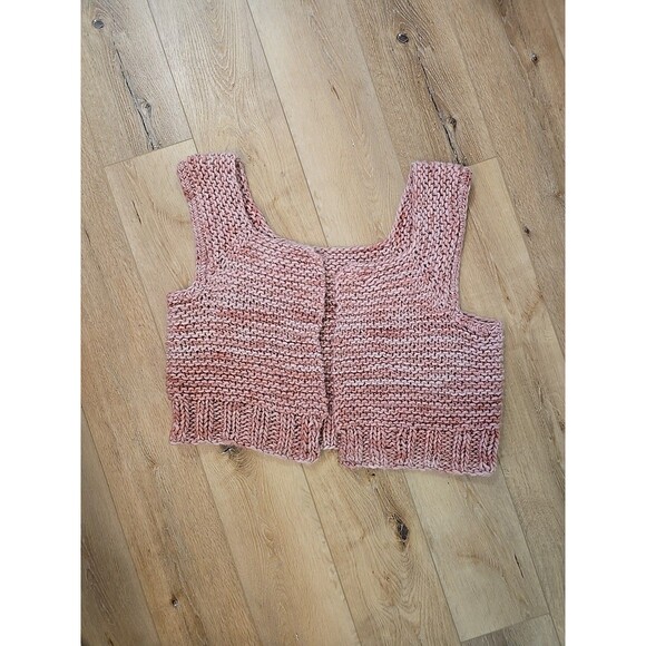 Boho Fairy Oversized Handmade Hand Knit Sweater Vest Womens 2X Pink Hippie Comfy - Picture 6 of 6